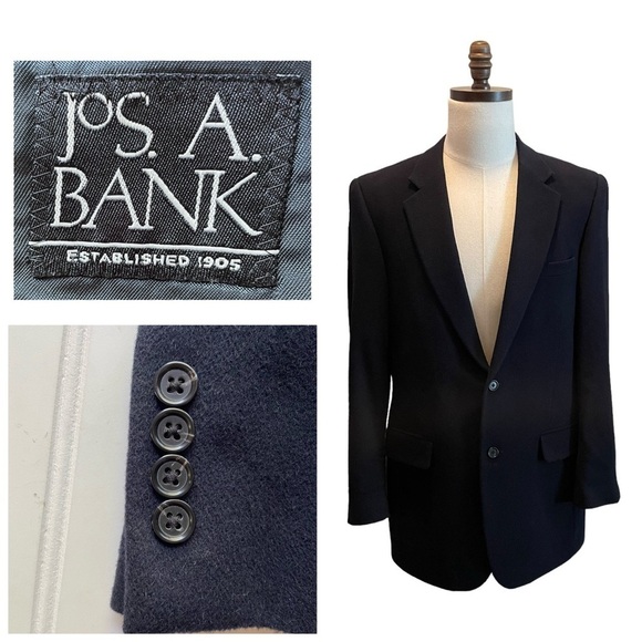 Jos A Bank Suit Blazer Jacket Camel Hair Navy Blue Size 40L NWOT business formal